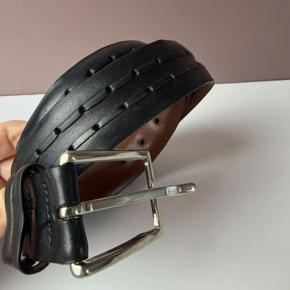 Torino Black Leather Aniline Kipskin Shoulder Men’s Belt Size 38 #61410